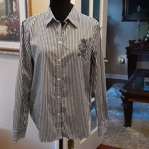 Ralph Lauren black white stripe embroidered XL EUC